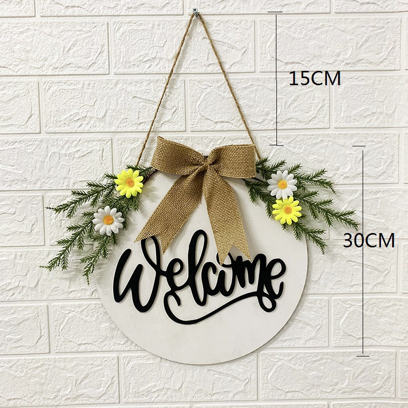 Calligraphy Listing Door Decor with Garland Bow