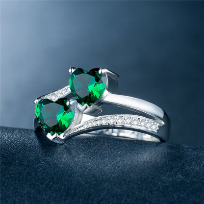 Double Heart Zircon Rings for Women