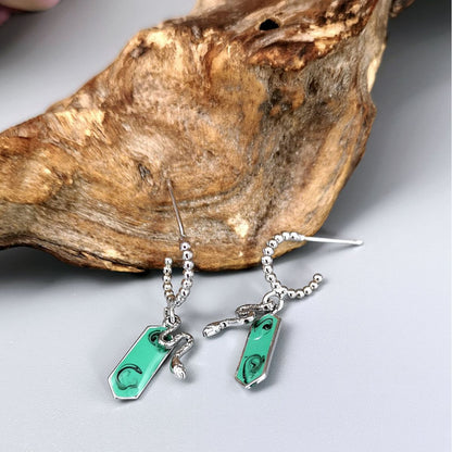 Snake Retro Emerald Color Prismatic Earrings