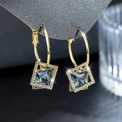 Square Earrings Special-interest Design Inlaid Zircon