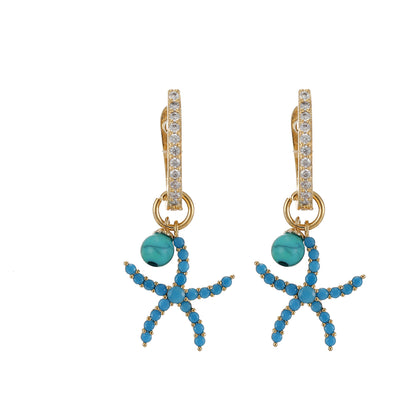 Zircon Blue Starfish Earrings Ear Buckle