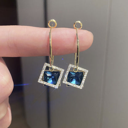 Square Earrings Special-interest Design Inlaid Zircon