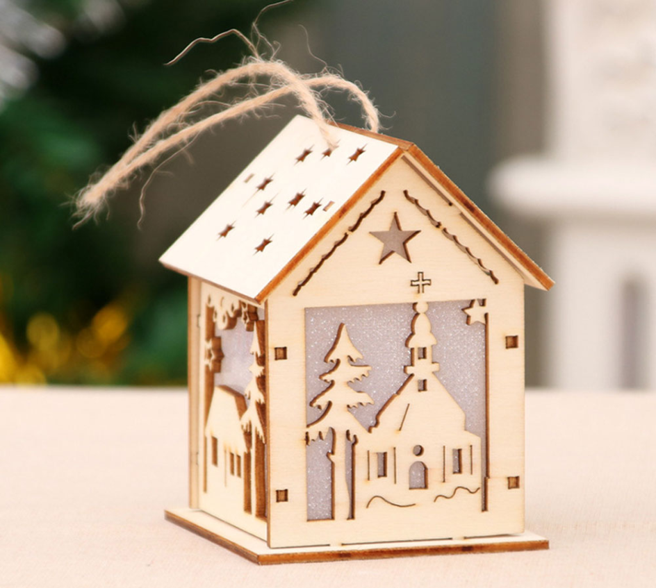 Christmas LED Light Wooden House