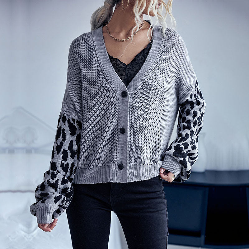 Long Sleeve Leopard-print Sweater For Women