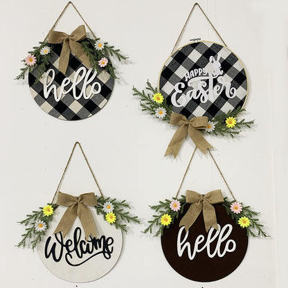 Calligraphy Listing Door Decor with Garland Bow