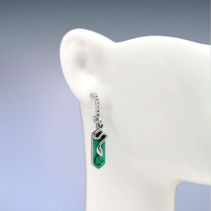 Snake Retro Emerald Color Prismatic Earrings