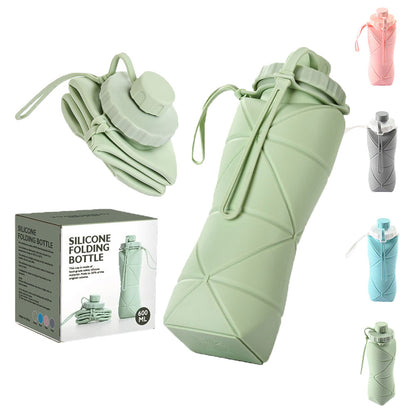 600ml Folding Silicone Portable Sports Water Bottle