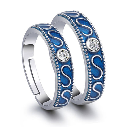 Adjustable Diamond Encrusted Blue Ring