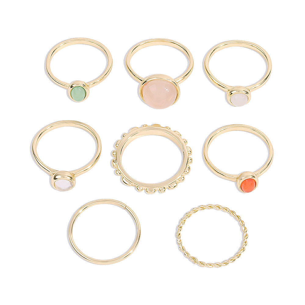 Colorful Stone Metalic Finger Rings For Women