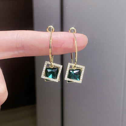 Square Earrings Special-interest Design Inlaid Zircon