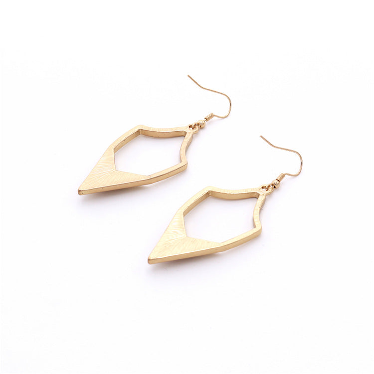 Brass Geometric Stone Pendant Earrings