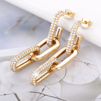 Stainless Steel Tassel Hip Hop Chain Earrings