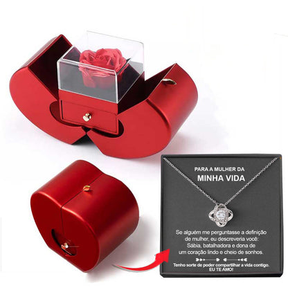 Gift Jewelry Box Red Apple With Rose Flower