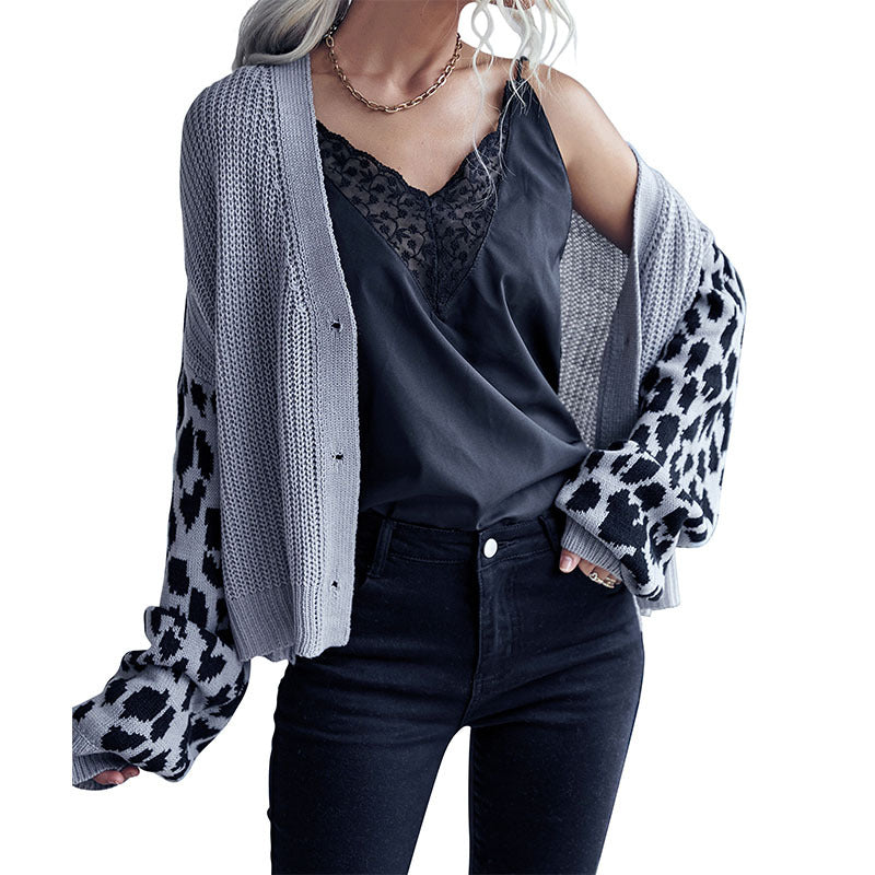 Long Sleeve Leopard-print Sweater For Women