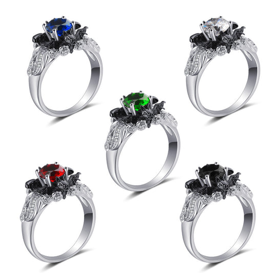 Bat Color Separation Ring Two-Tone Colored Stone