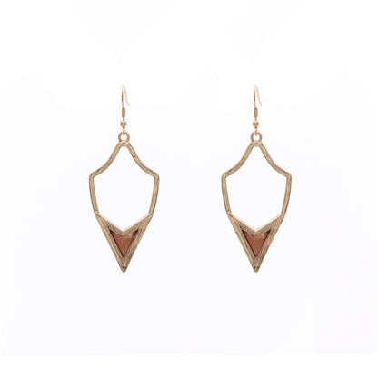 Brass Geometric Stone Pendant Earrings