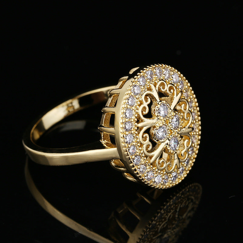 Zircon Hollow Flower Oval Wedding Ring