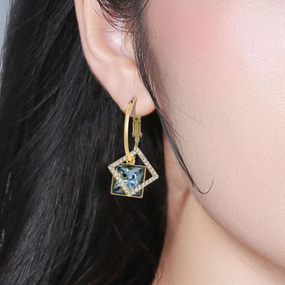 Square Earrings Special-interest Design Inlaid Zircon