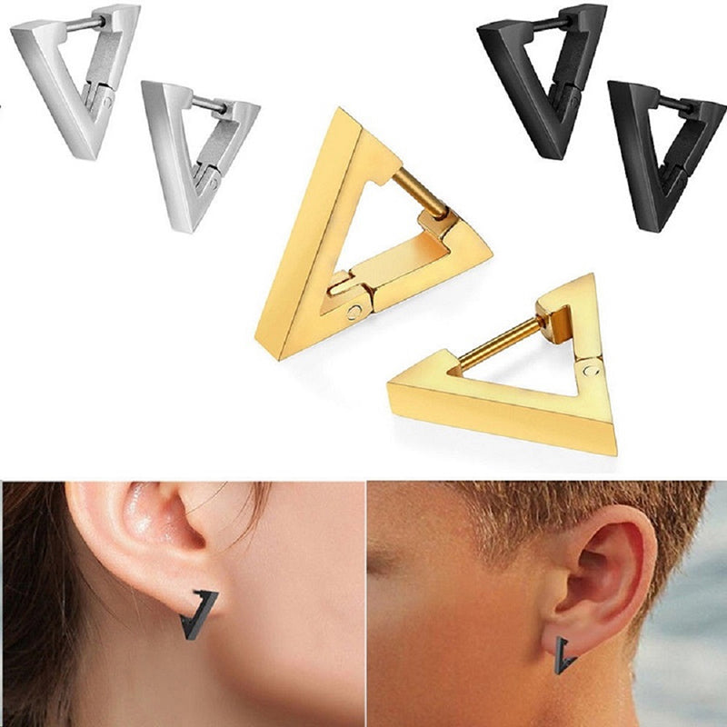 Women's Creative Hoop Triangular Earrings Huggie Men Punk Hiphop