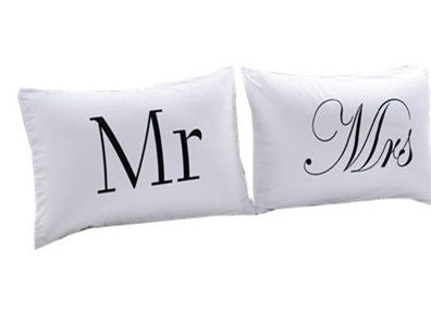 Personality White Couple Pillowcase Kingqueen Bedding