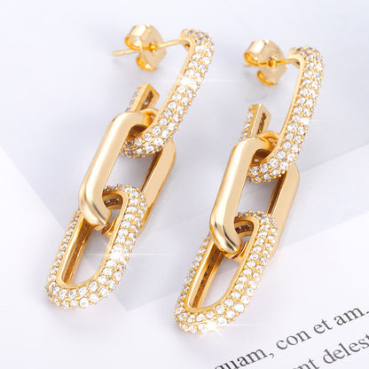 Stainless Steel Tassel Hip Hop Chain Earrings