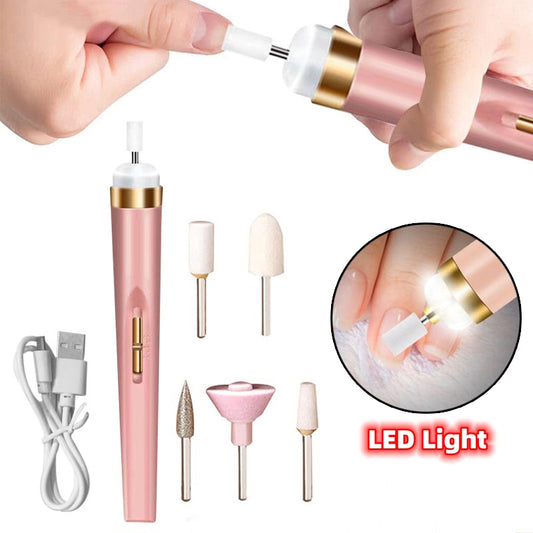 Manicure Pedicure Electric Nail Drill Polisher With LED