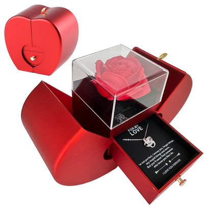 Gift Jewelry Box Red Apple With Rose Flower