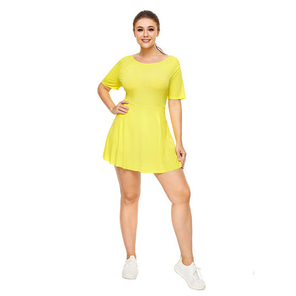 Tennis Sport Backless Dress with Safety Pants