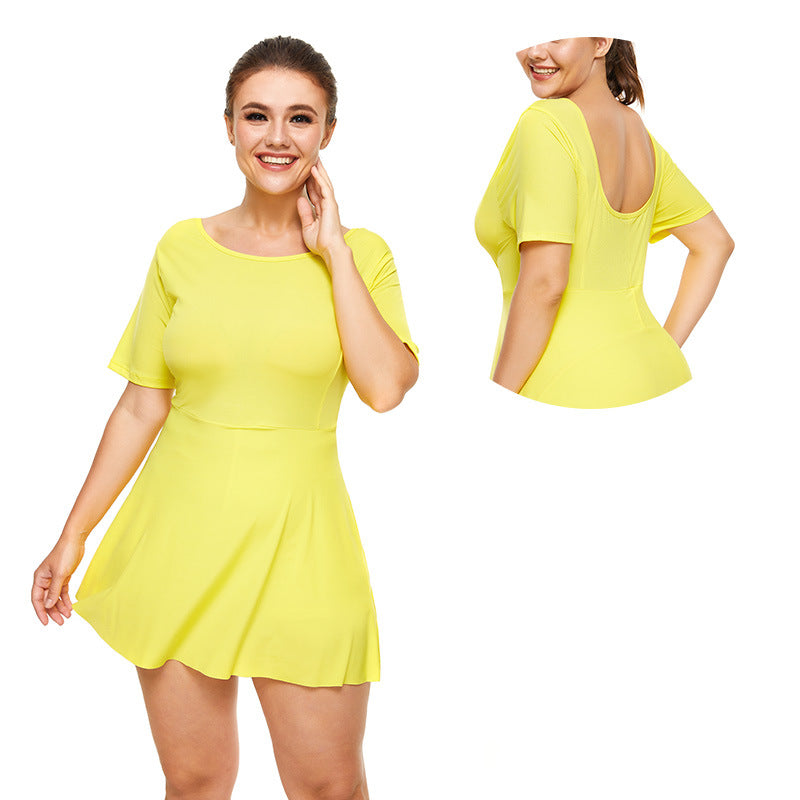 Tennis Sport Backless Dress with Safety Pants