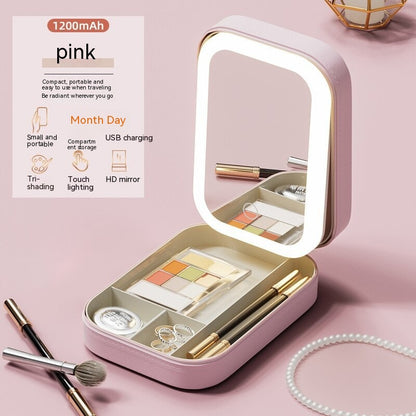 Makeup Storage Box With LED Light Mirror