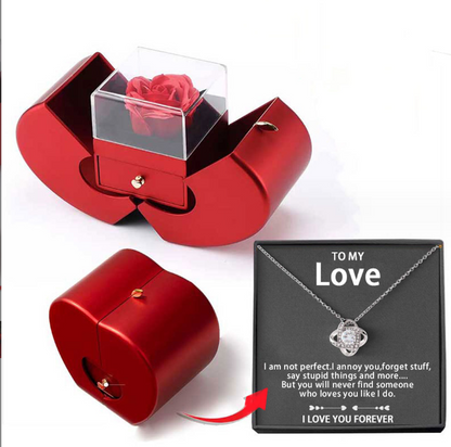 Gift Jewelry Box Red Apple With Rose Flower