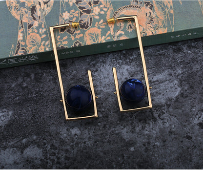 Exaggerated Geometric Synthetic Stone Ball Earrings