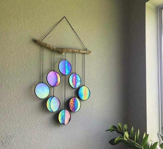 Rainbow Dyeing Moon Phase Hanging Wall Decor