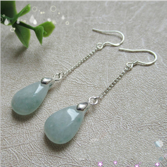 Natural Jade Drop Earrings