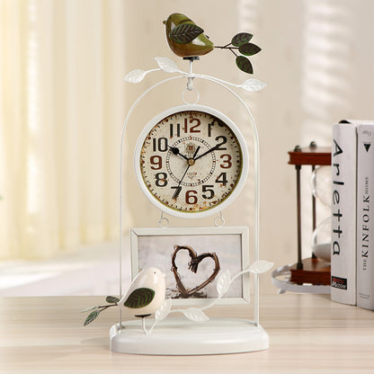 Iron Bird Cage Clock Home Decor