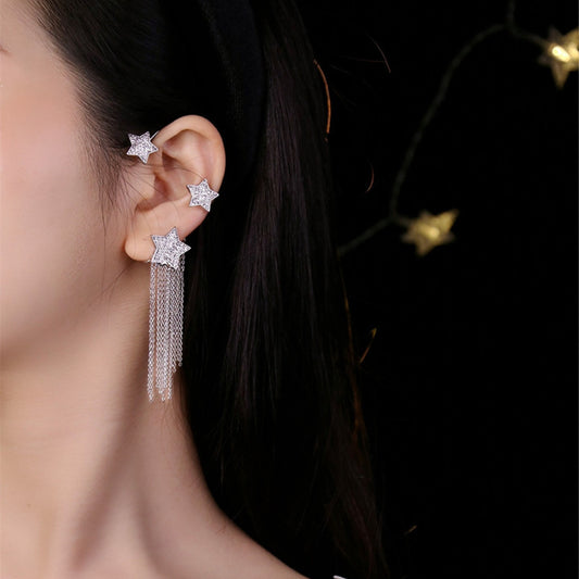 French Stud Diamond Tassel Earrings