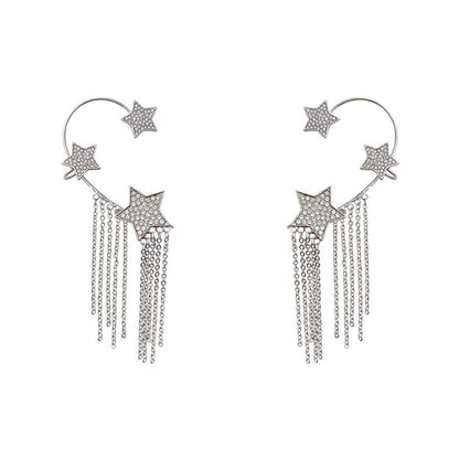 French Stud Diamond Tassel Earrings