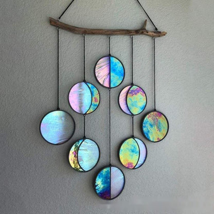 Rainbow Dyeing Moon Phase Hanging Wall Decor