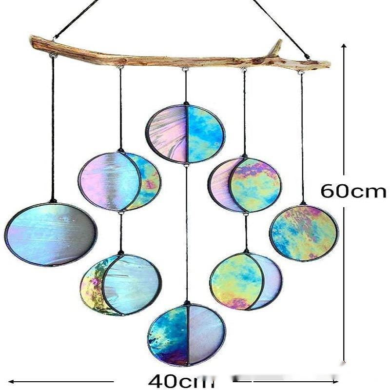 Rainbow Dyeing Moon Phase Hanging Wall Decor