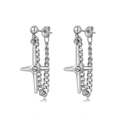 Cross Drop Earrings With Chain for Women and Men