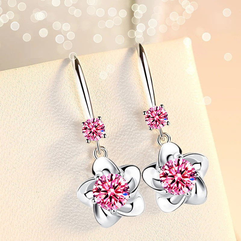 Fashion Plum Blossom Crystal Earrings