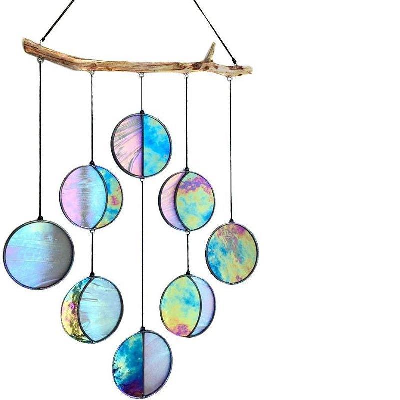 Rainbow Dyeing Moon Phase Hanging Wall Decor