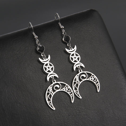 Fashion Moon Stainless Steel Crescent Earrings