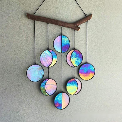 Rainbow Dyeing Moon Phase Hanging Wall Decor